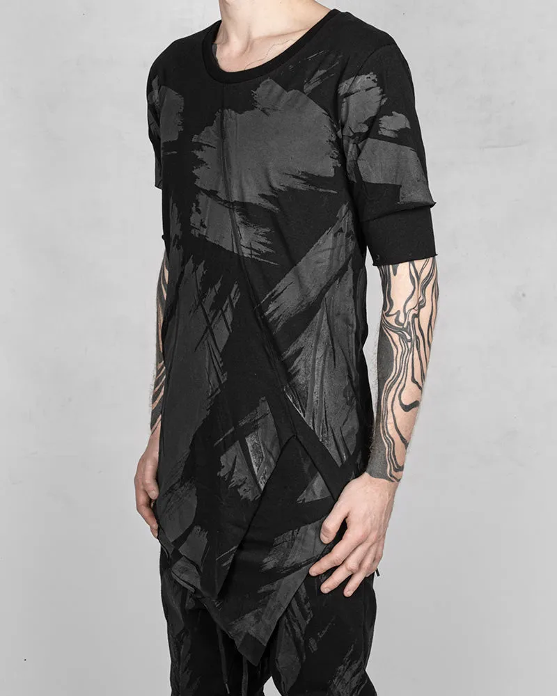 Double Layered Asymmetric T-shirt Black Rubber