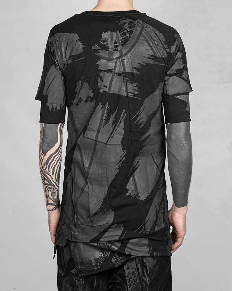 Double Layered Asymmetric T-shirt Black Rubber