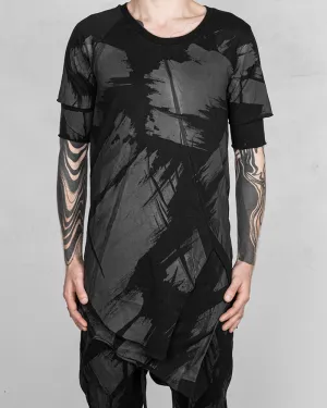 Double Layered Asymmetric T-shirt Black Rubber