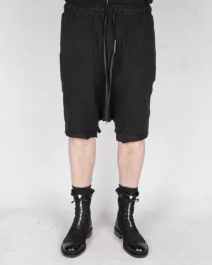 Double layered knitted linen shorts black