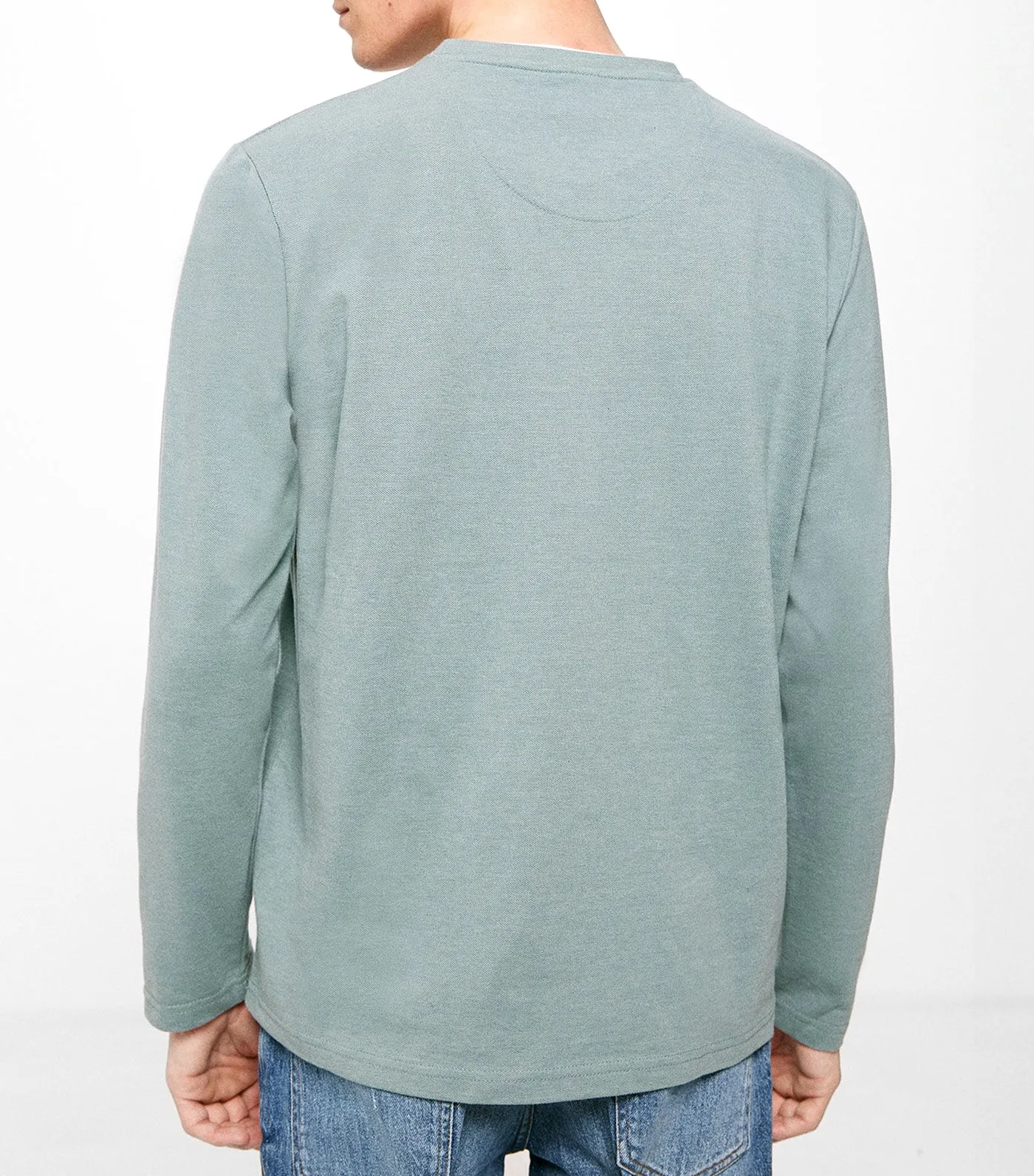 Double Melange Long Sleeve T-Shirt Green