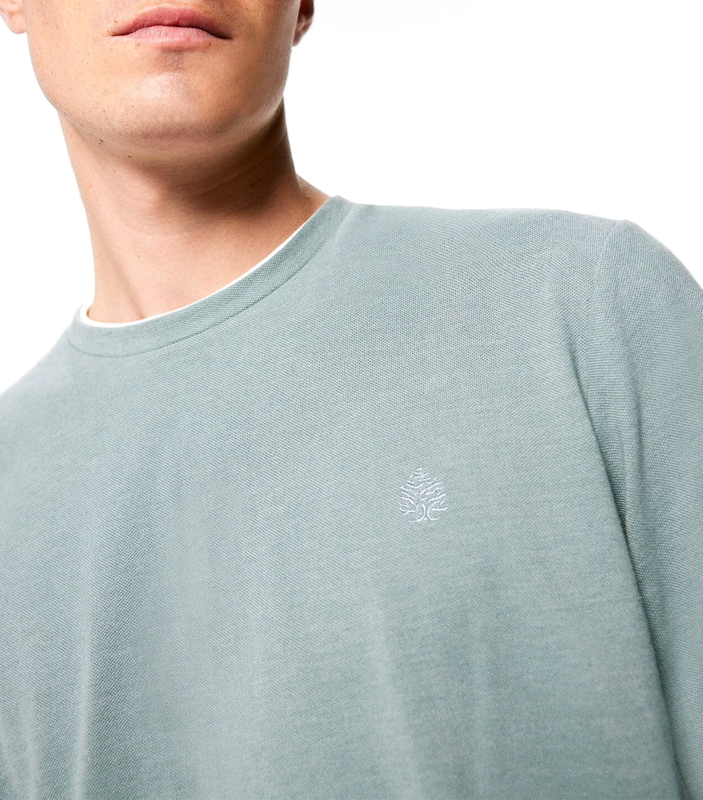 Double Melange Long Sleeve T-Shirt Green