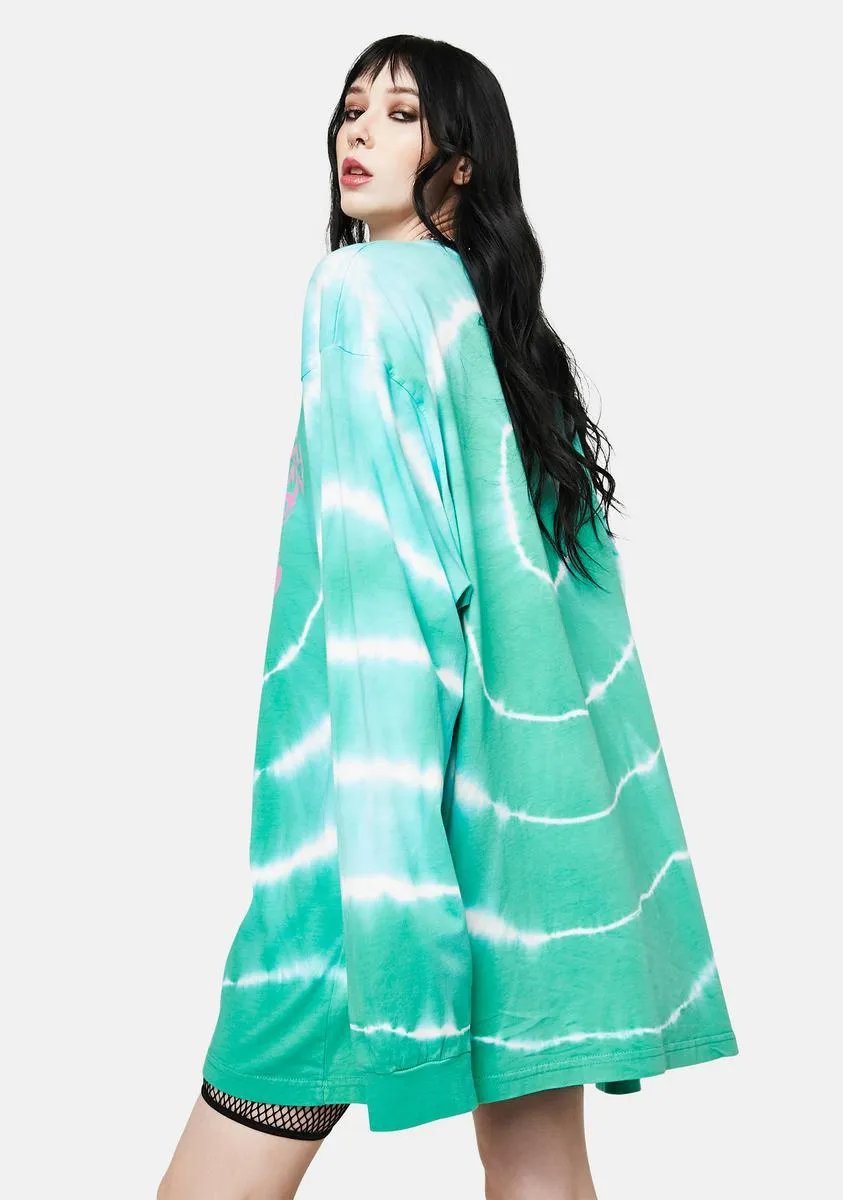 Dragon Print Tie Dye Long Sleeve Tee
