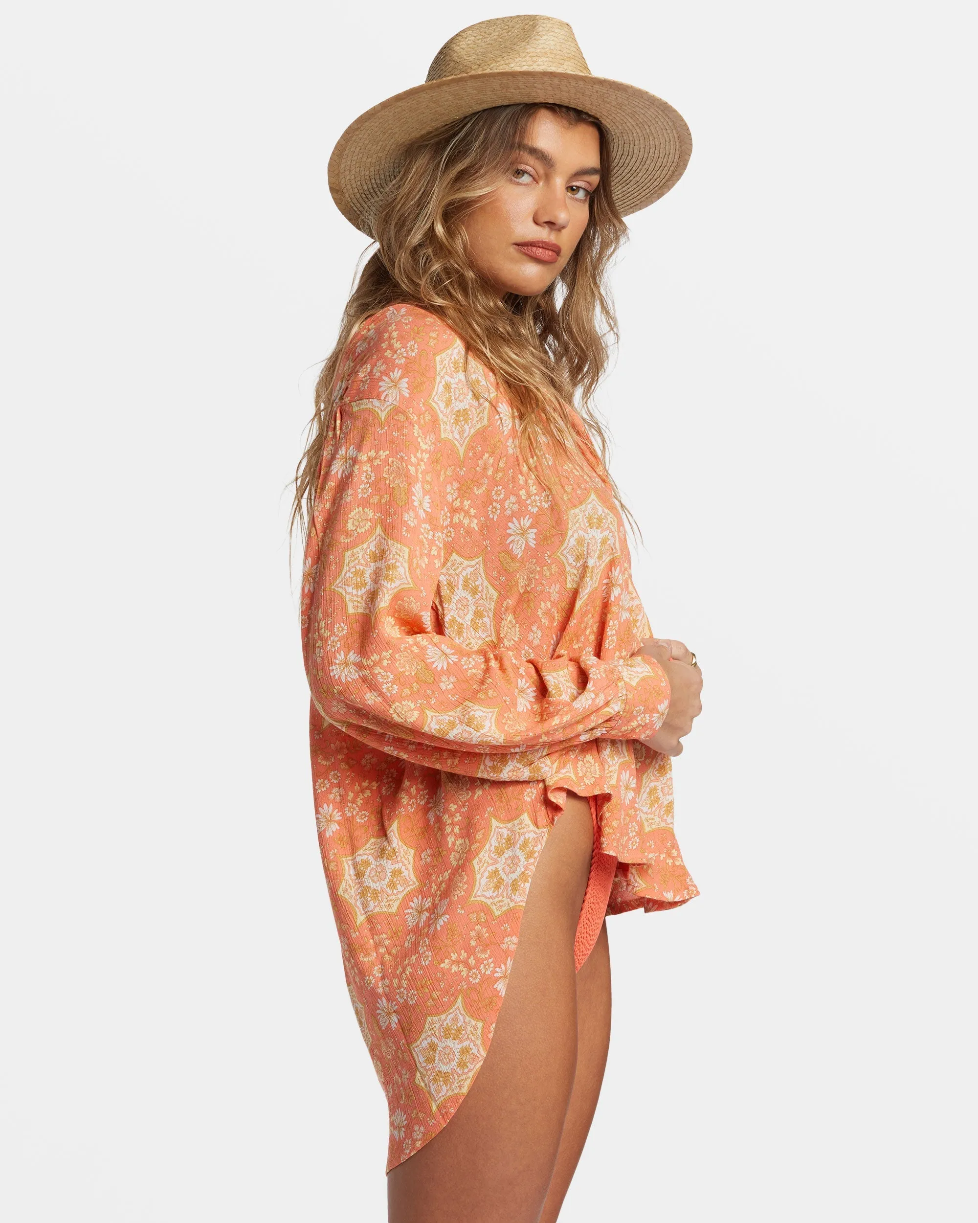 Dream Space Long Sleeve Shirt - Sweet Papaya