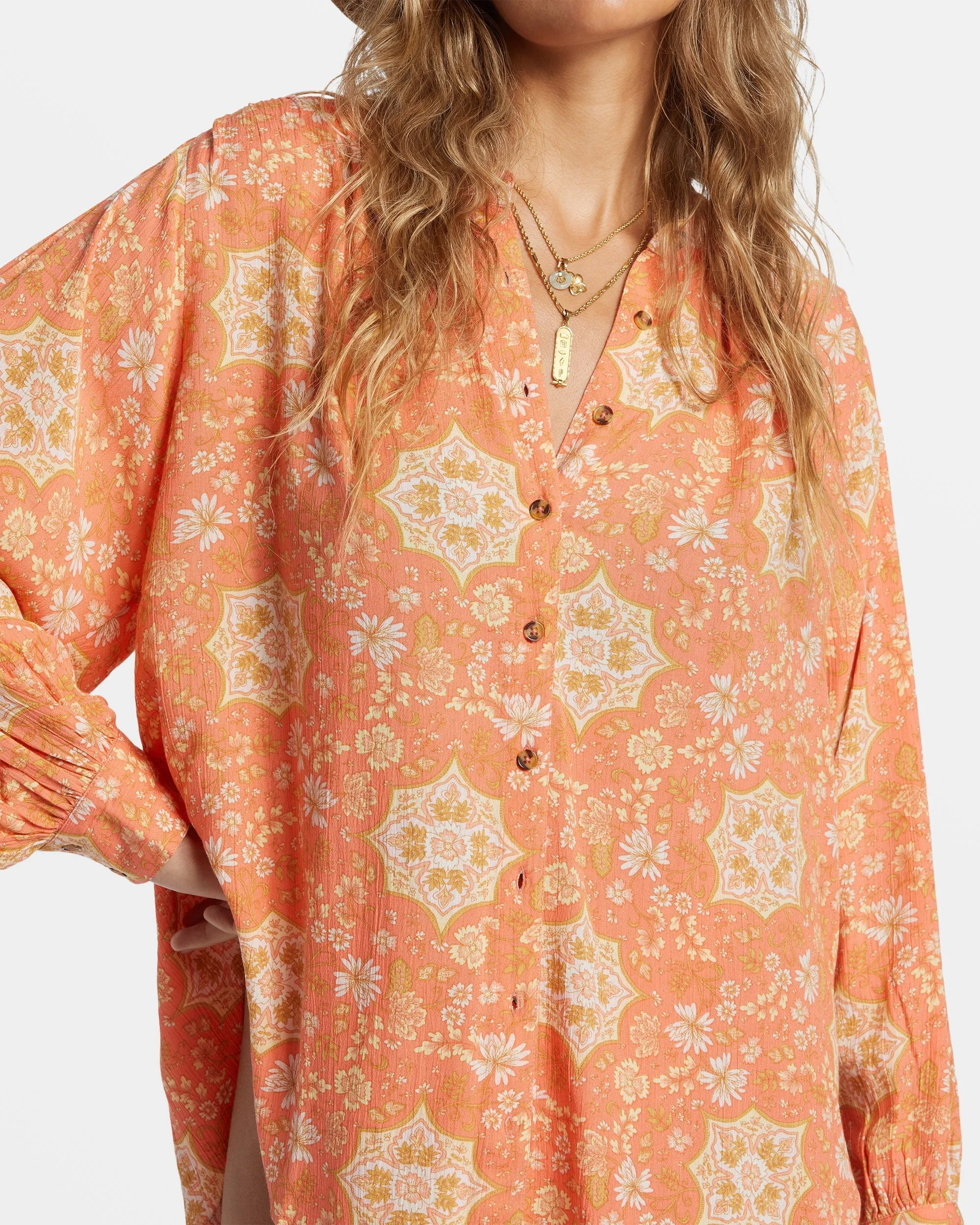 Dream Space Long Sleeve Shirt - Sweet Papaya