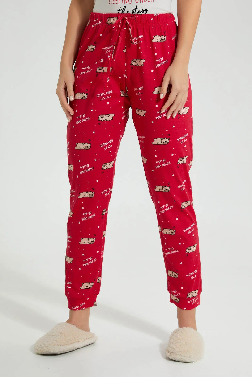 Ecru And Red Bear Pyjama Set (2 Piece)