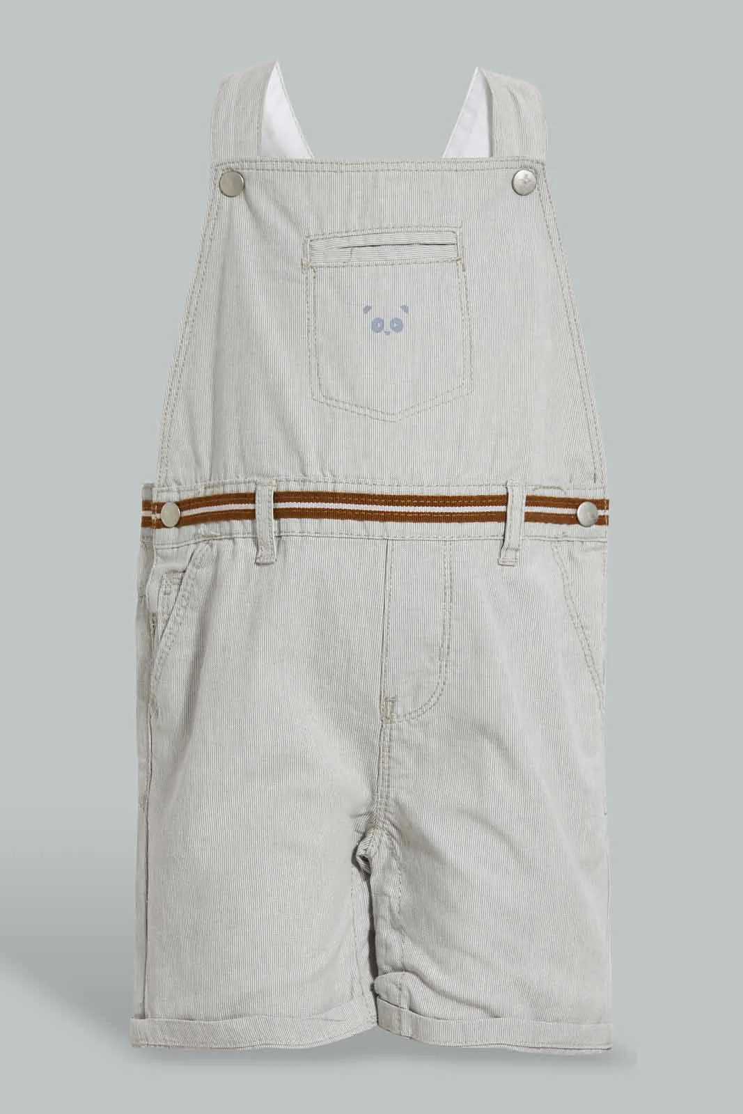Ecru Dungaree With White T-Shirt For Baby Boys (2 Piece)