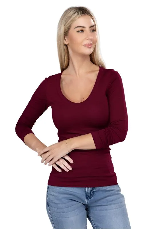Essential V-Neck Long Sleeve T-Shirt