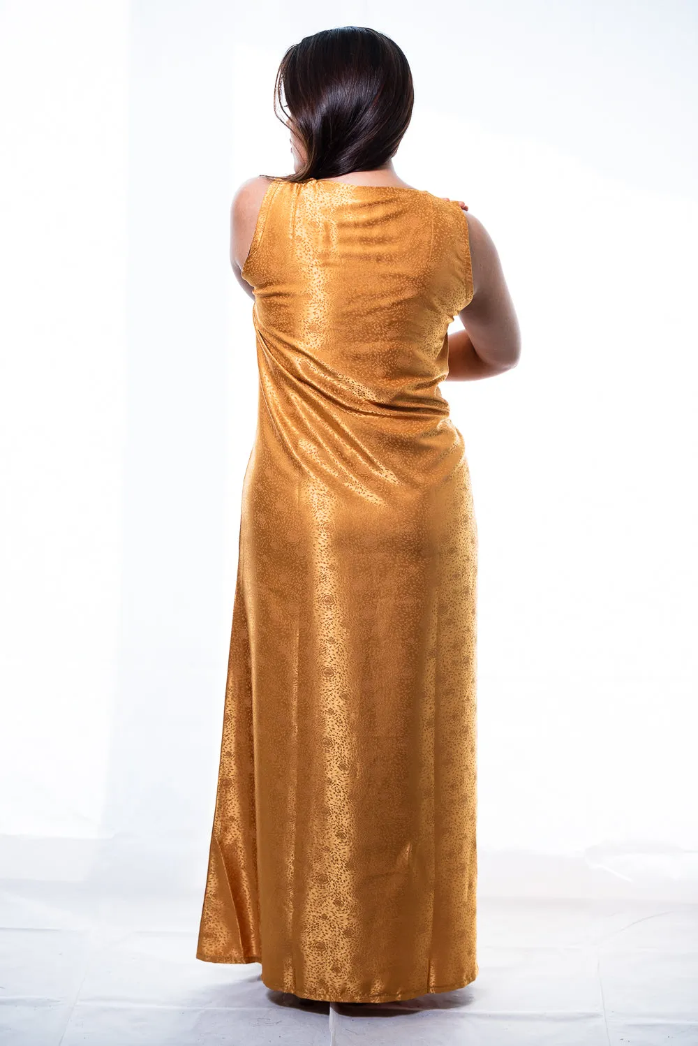 Eva Gold Silk Dress