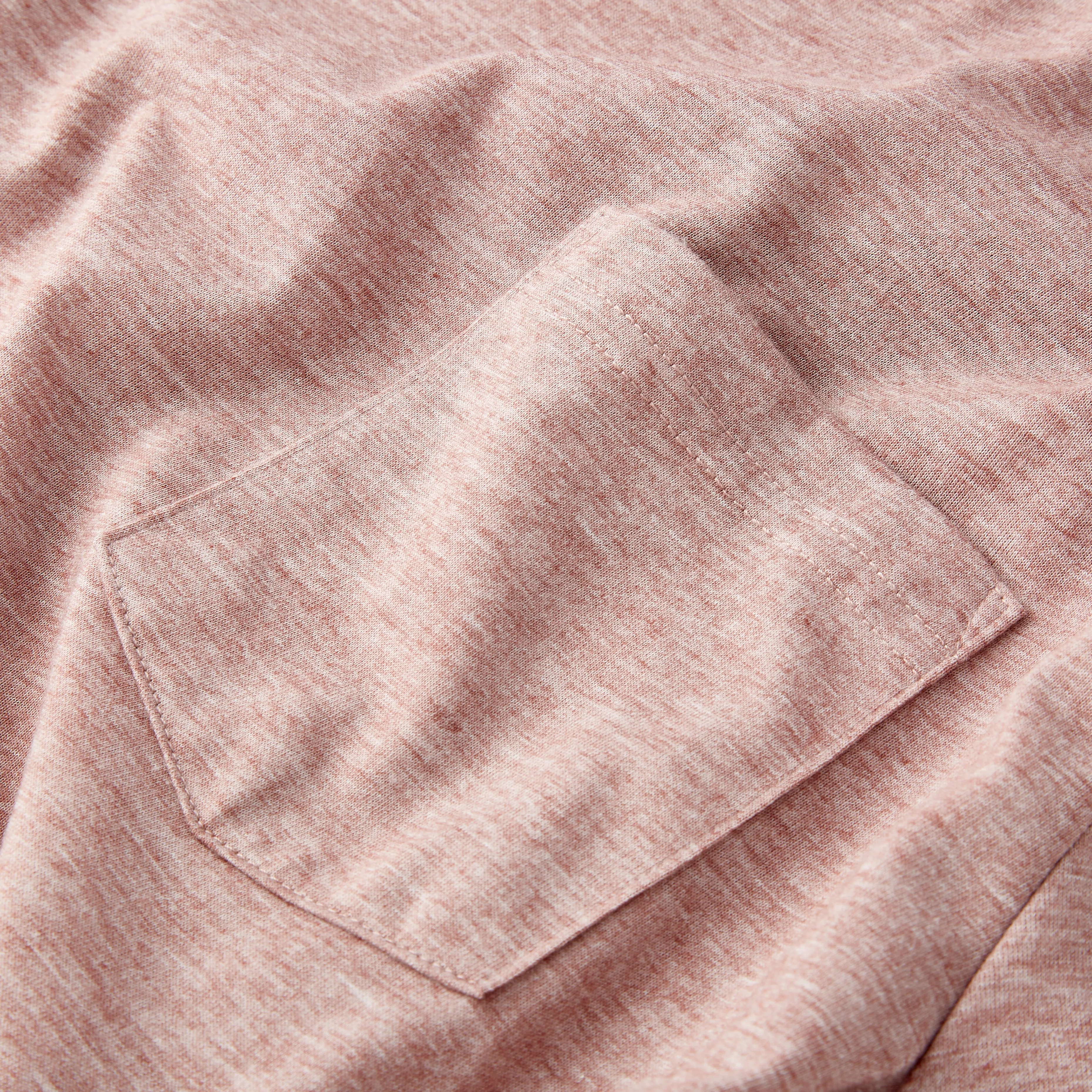 Everyday Long Sleeve Tee with Pocket in Heather Crimson