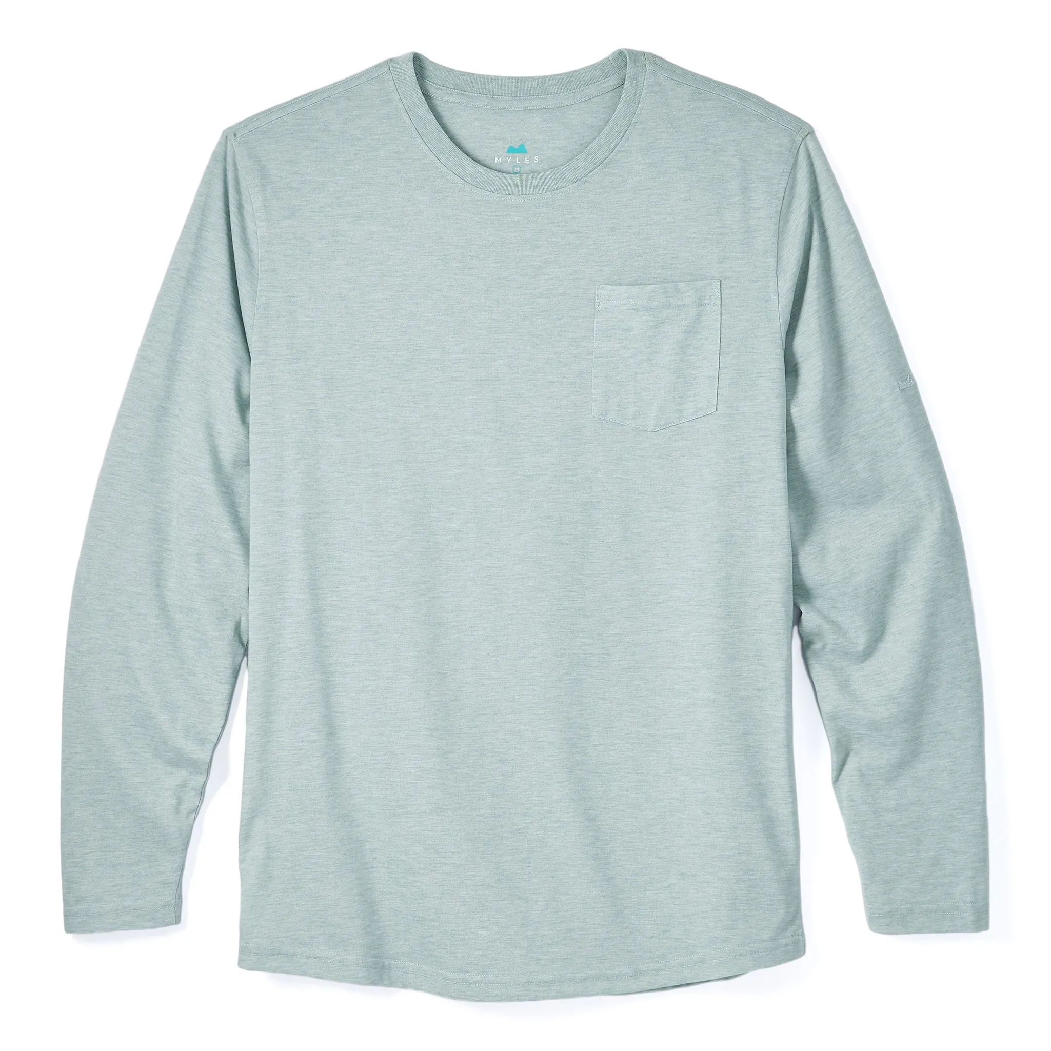 Everyday Long Sleeve Tee with Pocket in Heather Gray Green