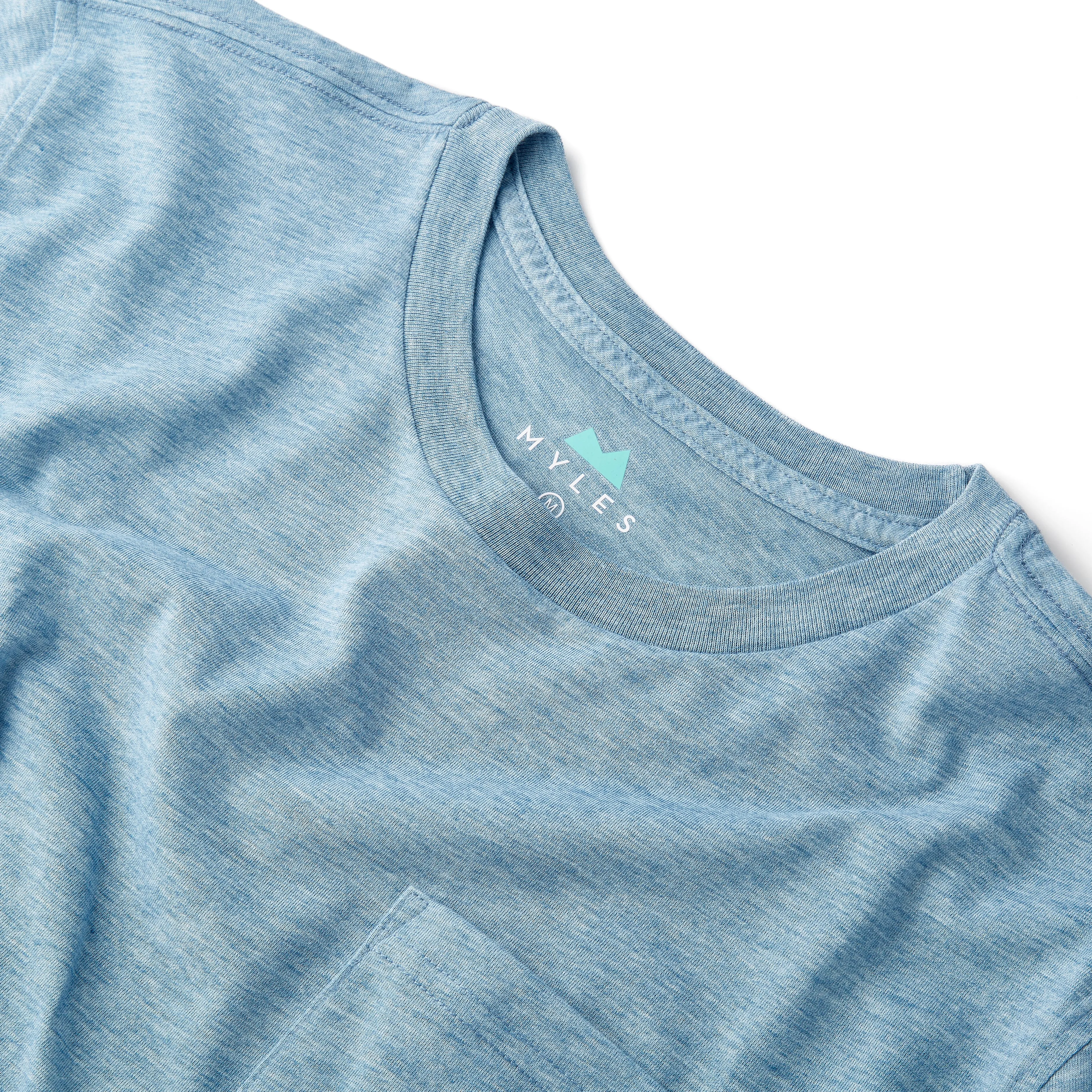 Everyday Long Sleeve Tee with Pocket in Heather Indigo