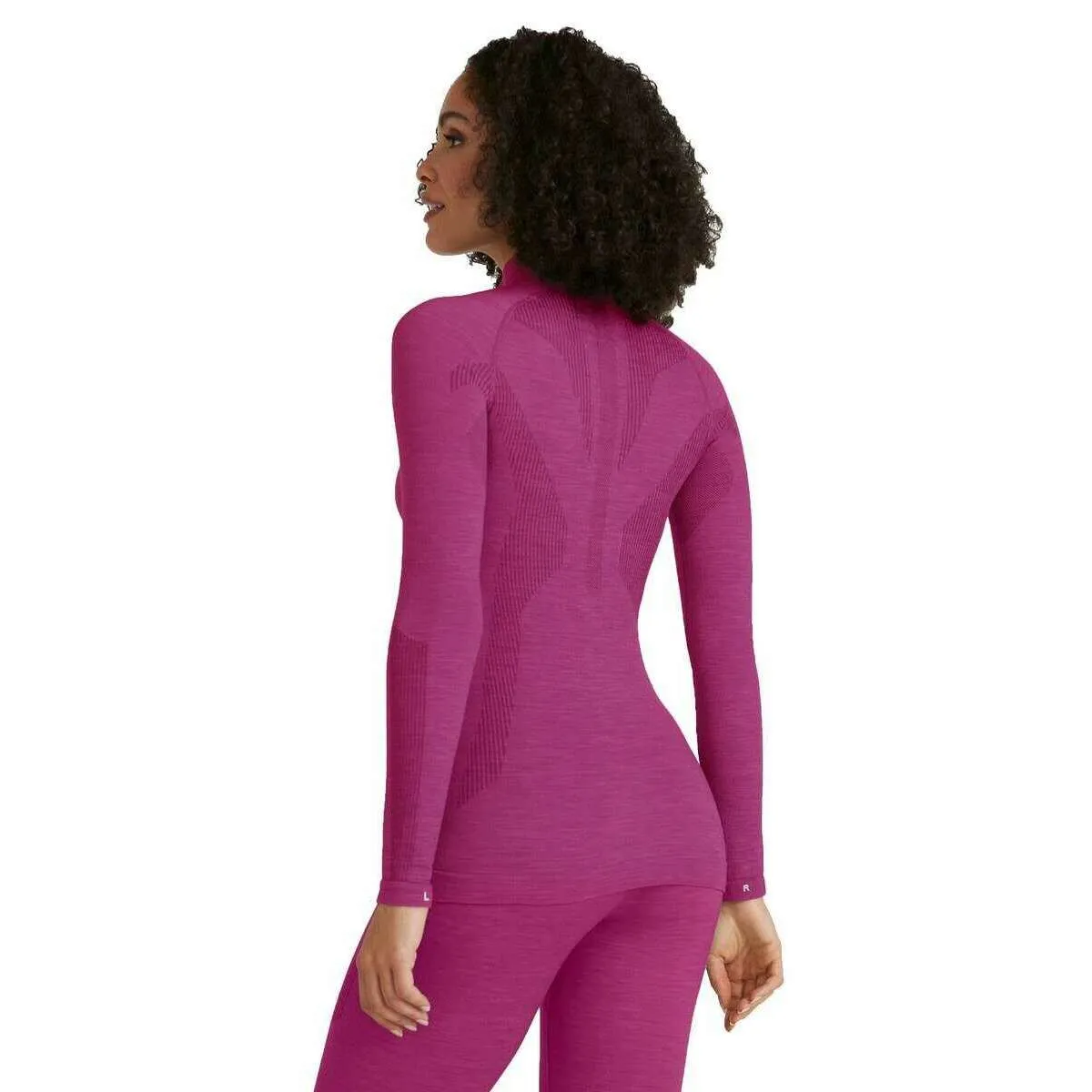Falke Long Sleeve Zip Wool Tech Shirt - Radiant Orchid Pink