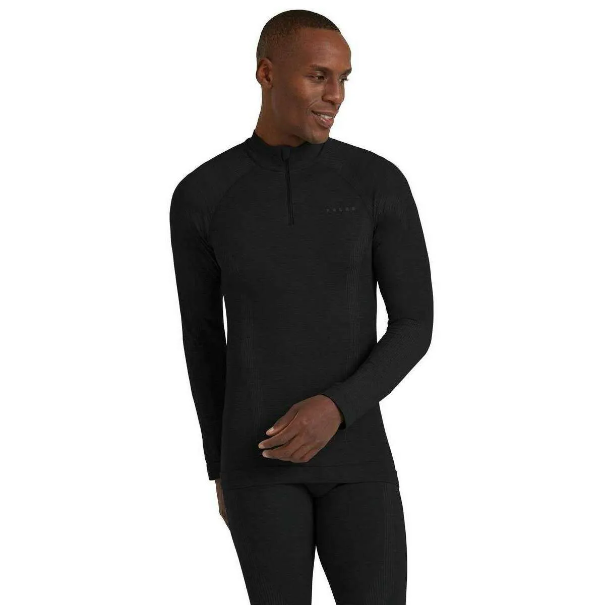 Falke Wool Tech Long Sleeve Zip Shirt - Black