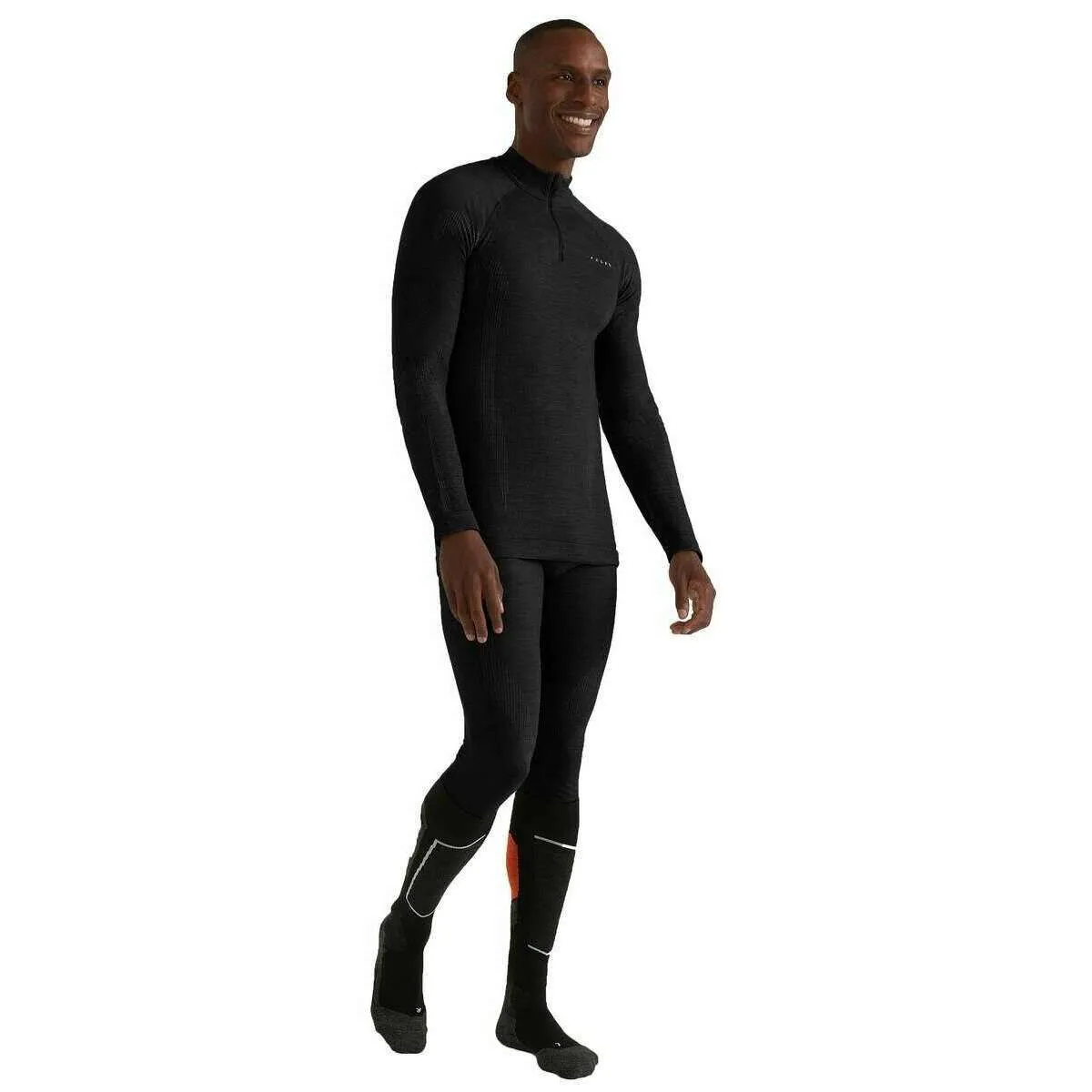 Falke Wool Tech Long Sleeve Zip Shirt - Black