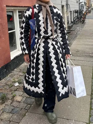 Fashion Helena Belted Quilted Cotton Coat
