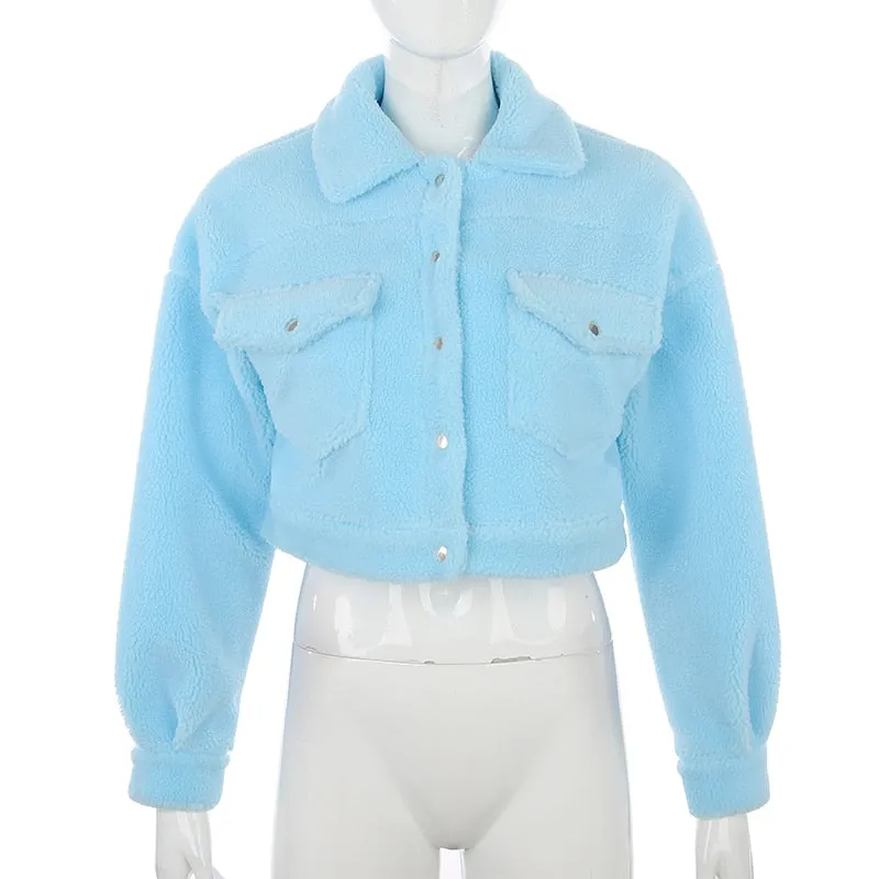 Faux Lamb Wool Cropped Jacket