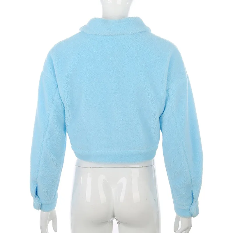 Faux Lamb Wool Cropped Jacket