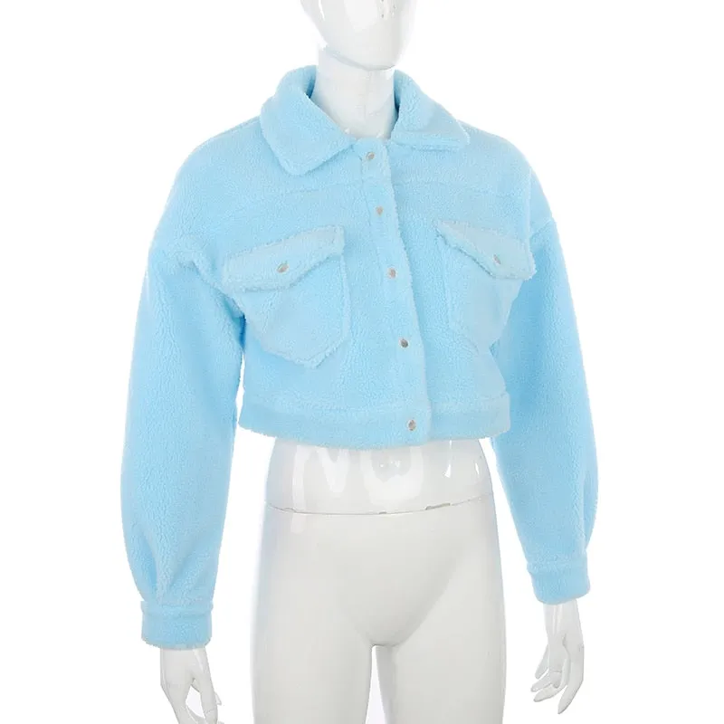 Faux Lamb Wool Cropped Jacket