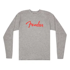 Fender Spaghetti Logo L/S T-Shirt, Heather Gray
