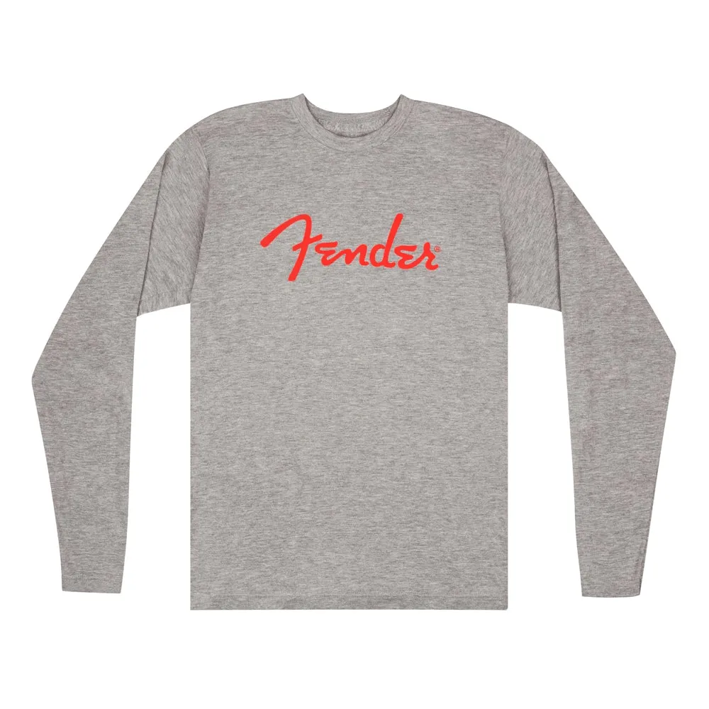 Fender Spaghetti Logo L/S T-Shirt, Heather Gray