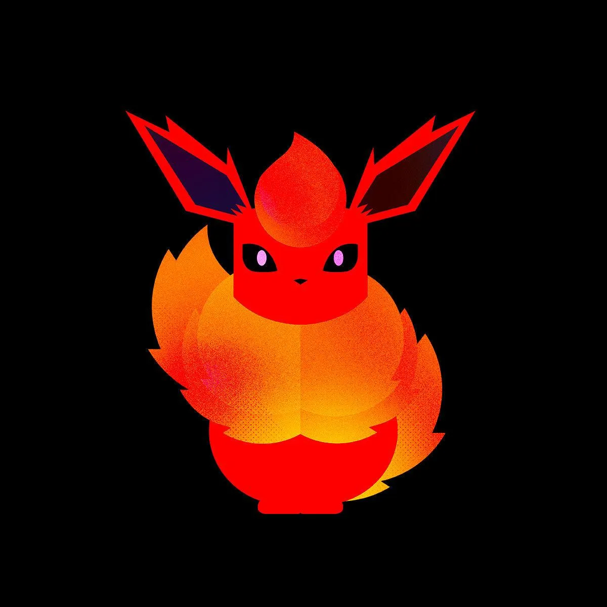 Flareon Flame and Fire & Flame Pokemon Go Generation One Black Crew Neck T-shirt