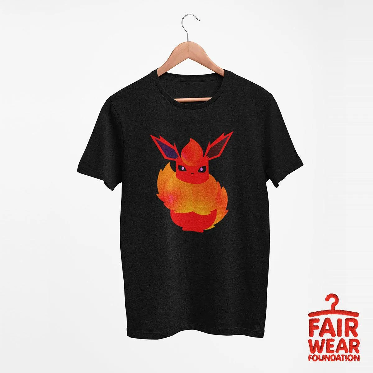 Flareon Flame and Fire & Flame Pokemon Go Generation One Black Crew Neck T-shirt