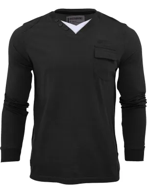 Floura Long Sleeve Top with Pocket in Black - Dissident