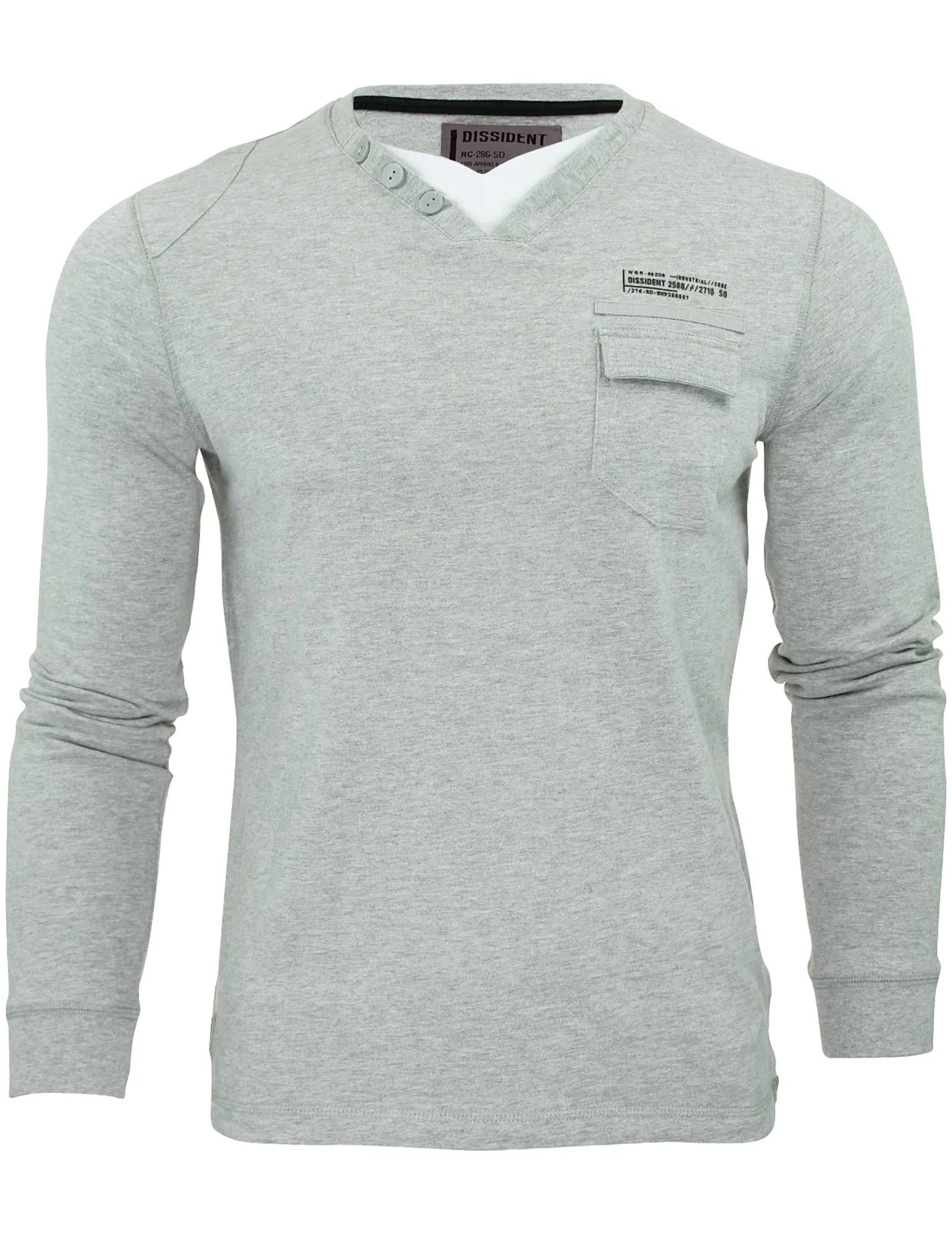 Floura Long Sleeve Top with Pocket in Light Grey Marl - Dissident