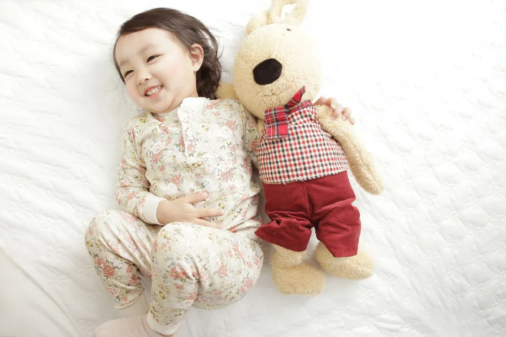 Flower Beige Long Sleeve Pajama