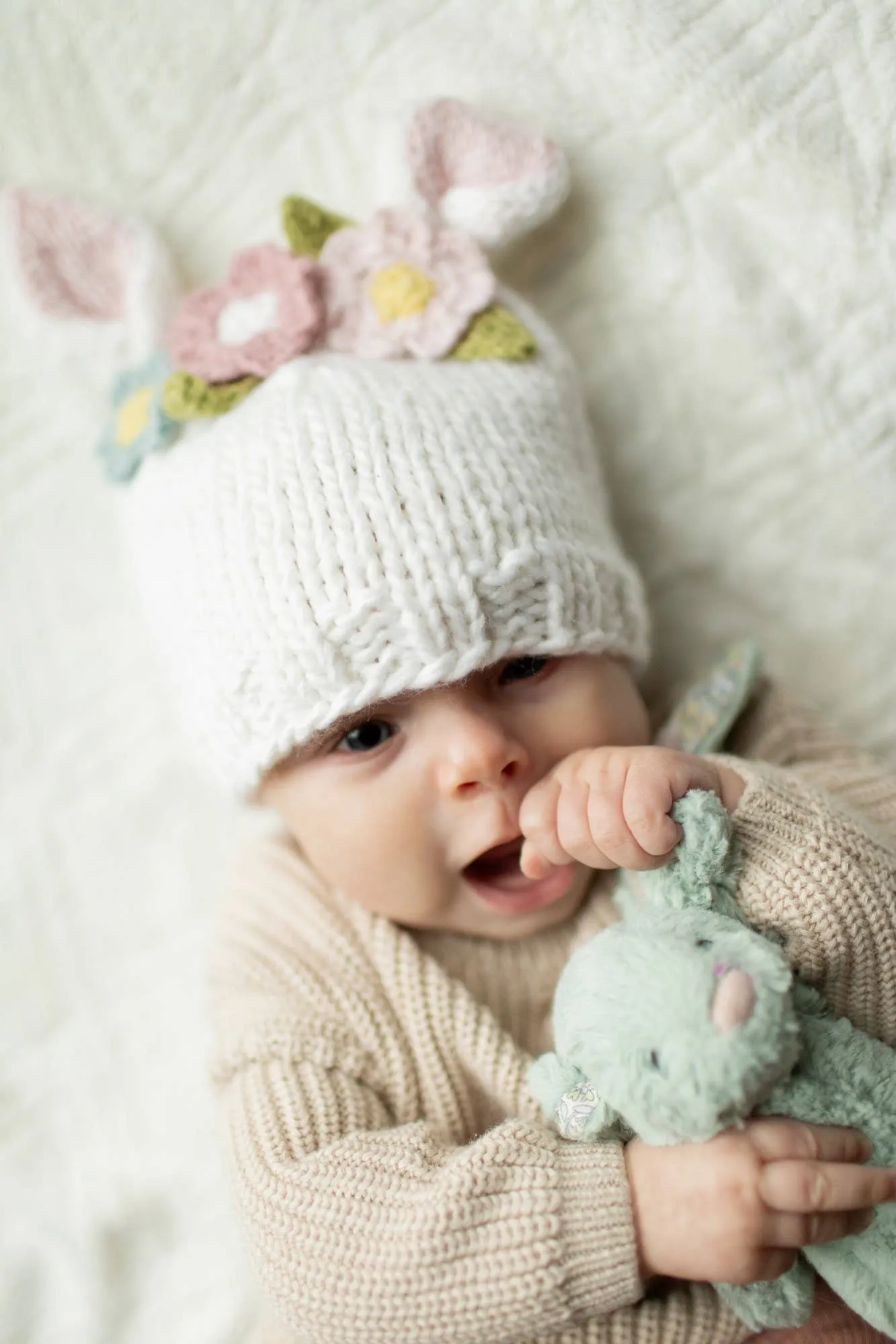 Flower Bunny Beanie-Huggalug