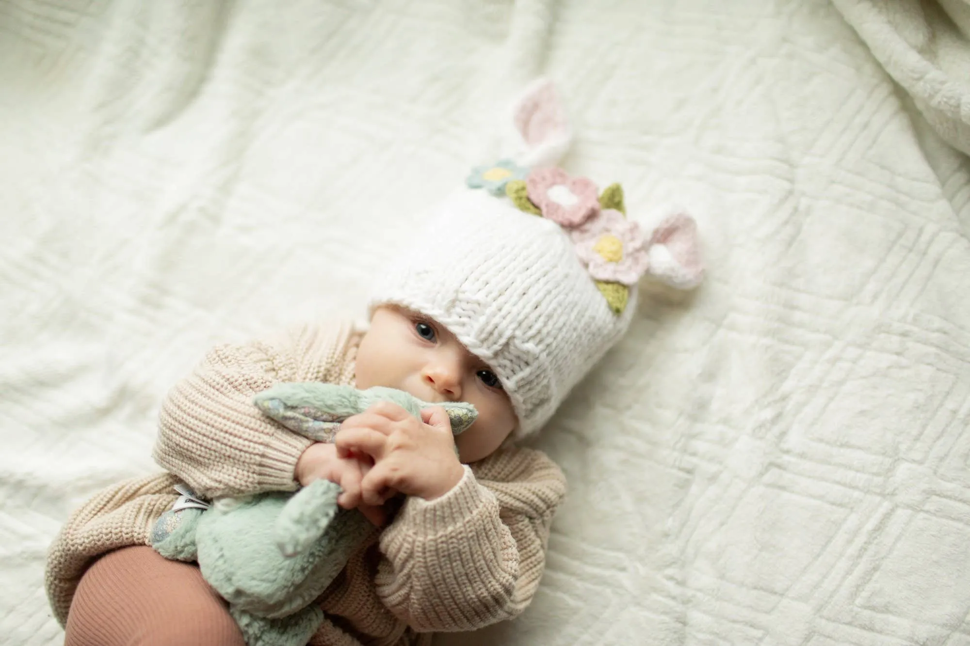 Flower Bunny Beanie-Huggalug