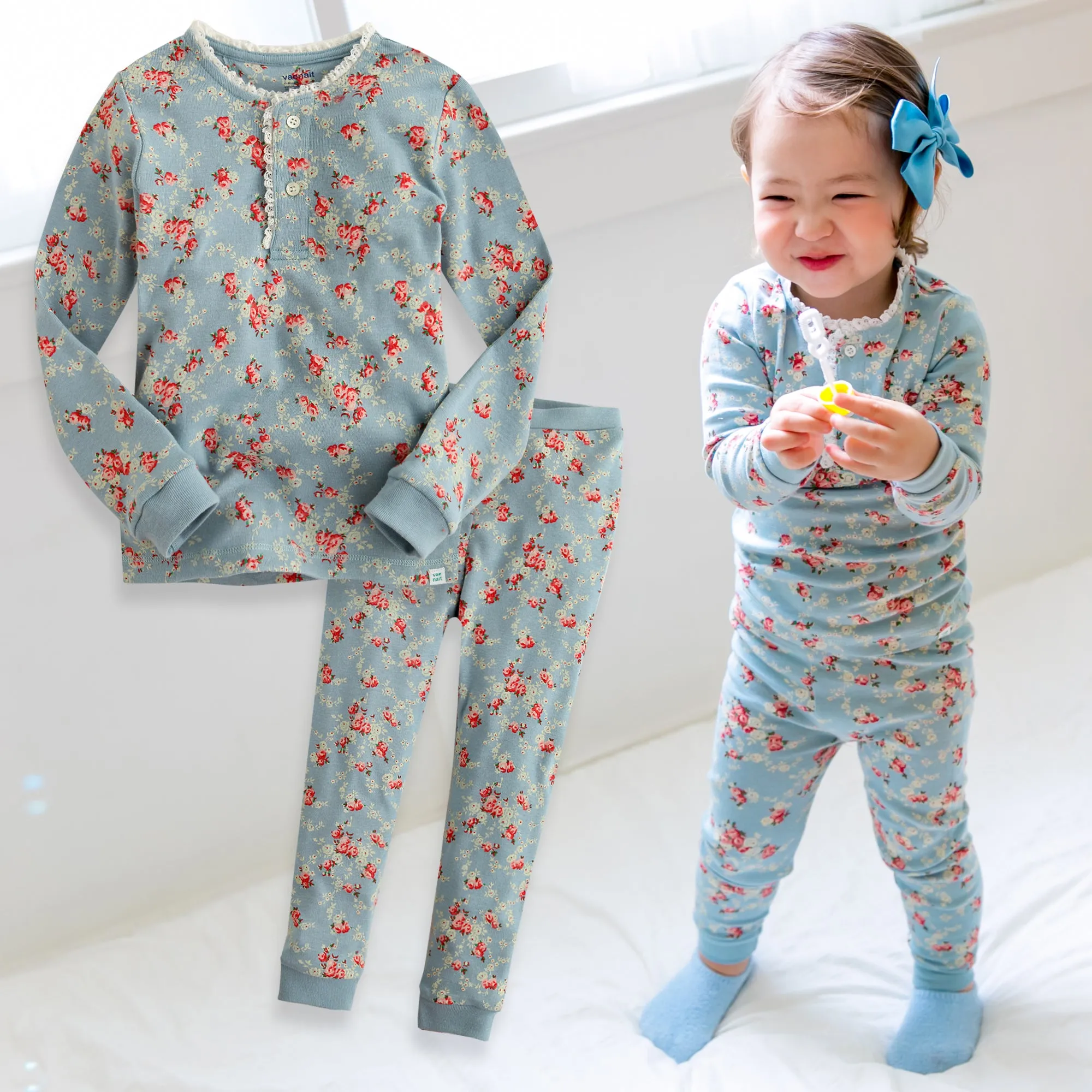 Flower Mint Long Sleeve Pajama