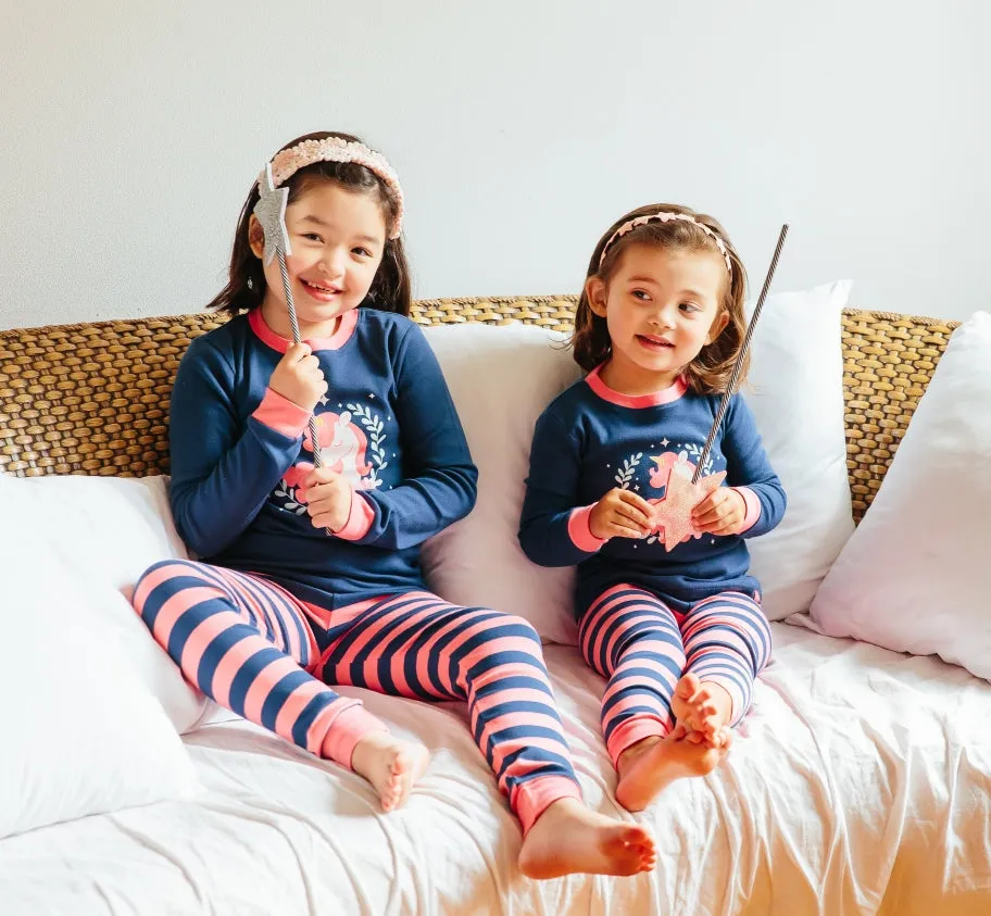 Flower Unicorn Navy Long Sleeve Pajama