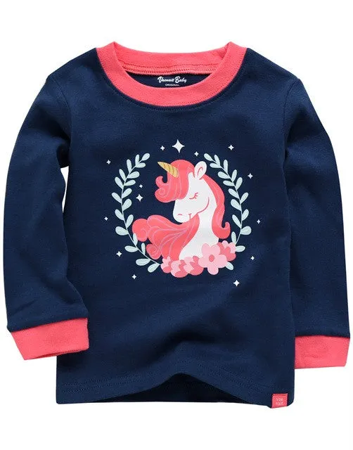 Flower Unicorn Navy Long Sleeve Pajama