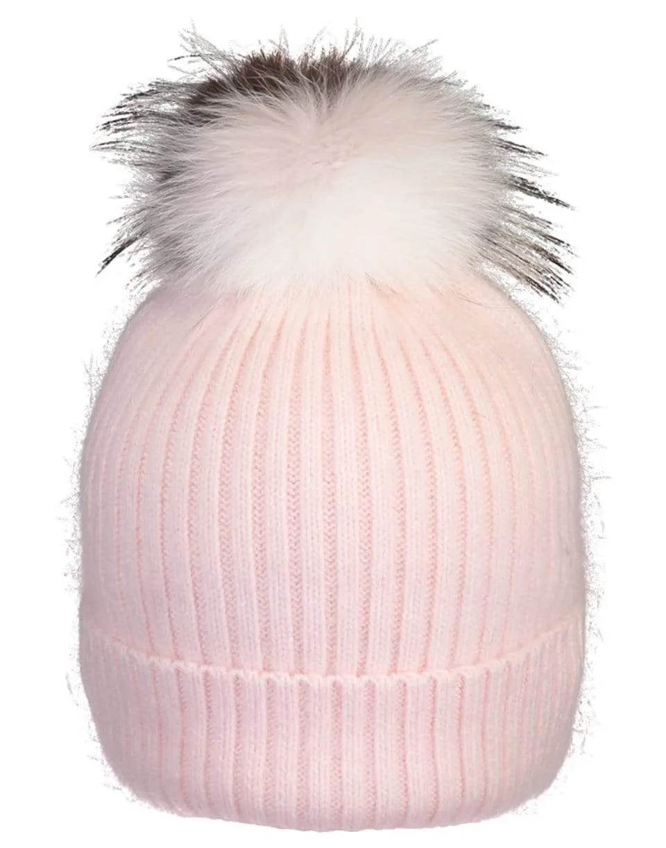 Fox Pompom Knit Hat - Eau De Rose
