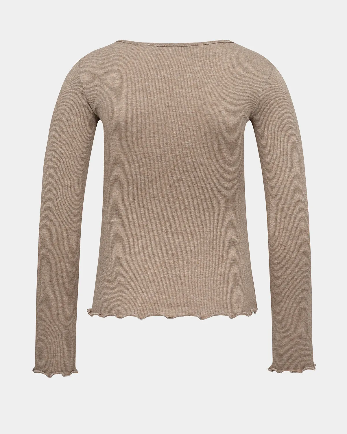 FRIJASY T-SHIRT LONG SLEEVE - Brown melange