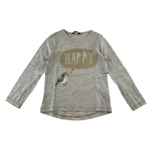 George t-shirt 6-7 years light grey sequin happy print long sleeve