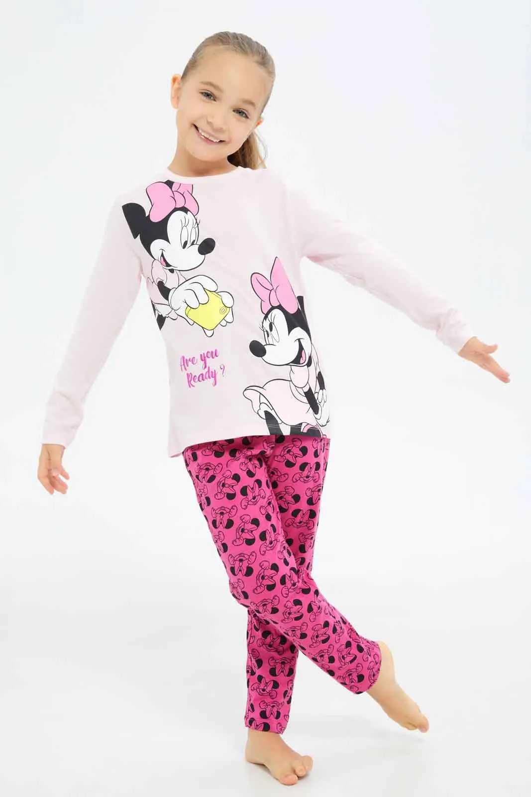 Girls Pink Minnie Mouse Pyjama Set (2 Piece)