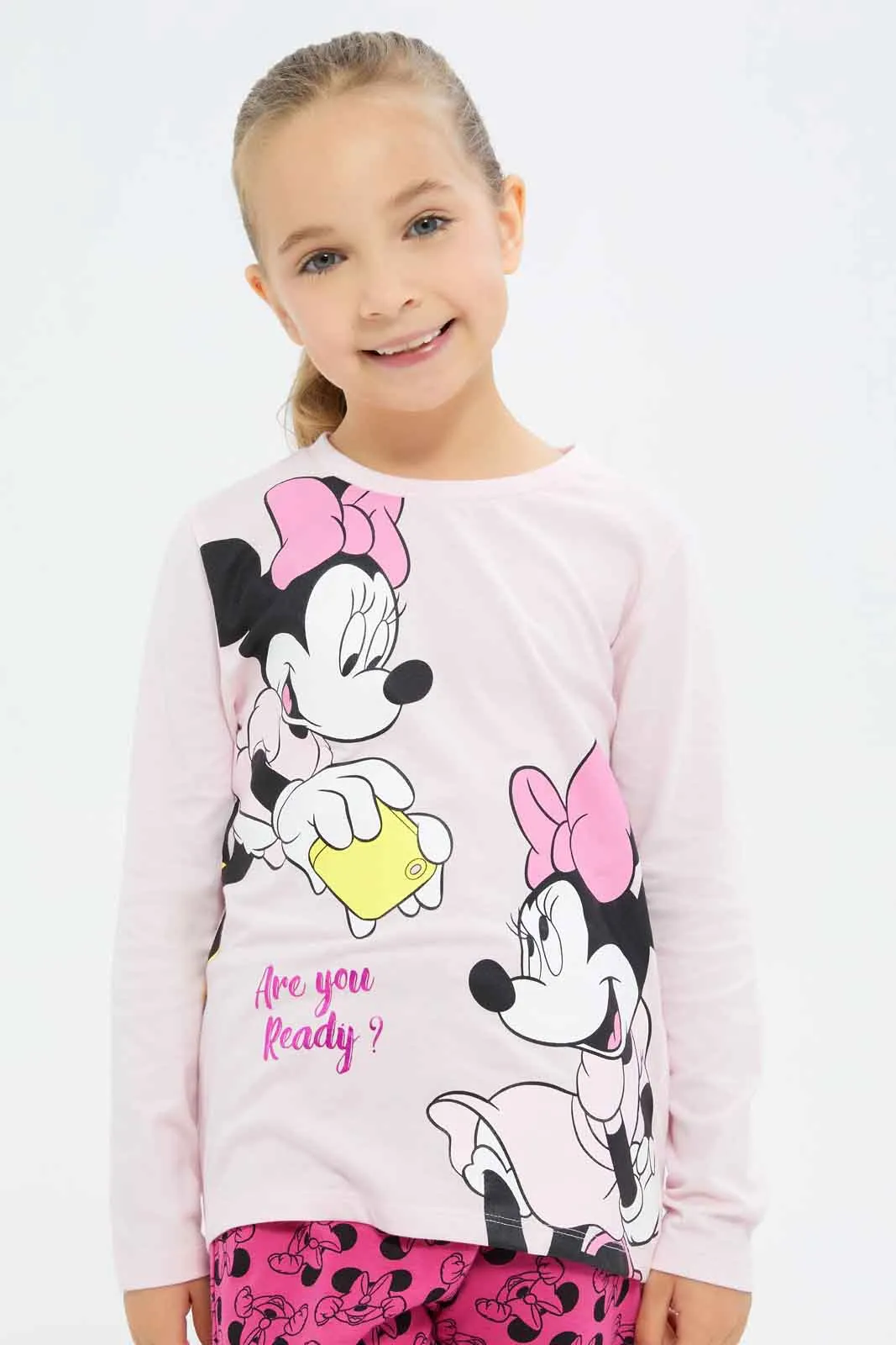 Girls Pink Minnie Mouse Pyjama Set (2 Piece)