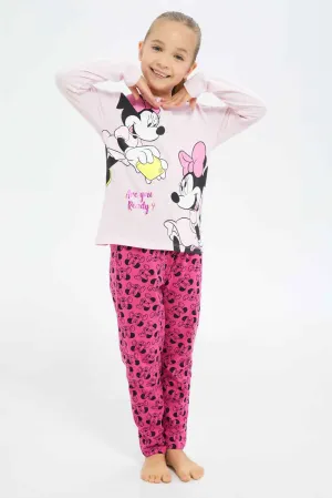 Girls Pink Minnie Mouse Pyjama Set (2 Piece)