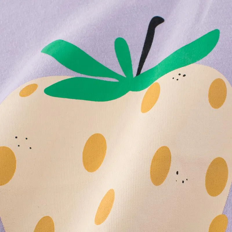 Girls Strawberry Pattern Short Sleeve T-shirt