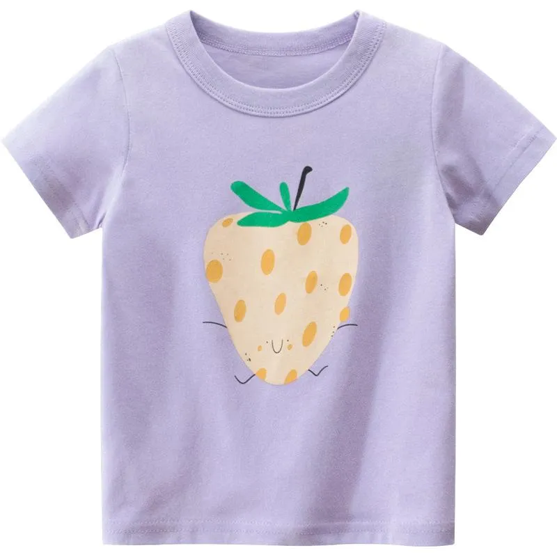 Girls Strawberry Pattern Short Sleeve T-shirt