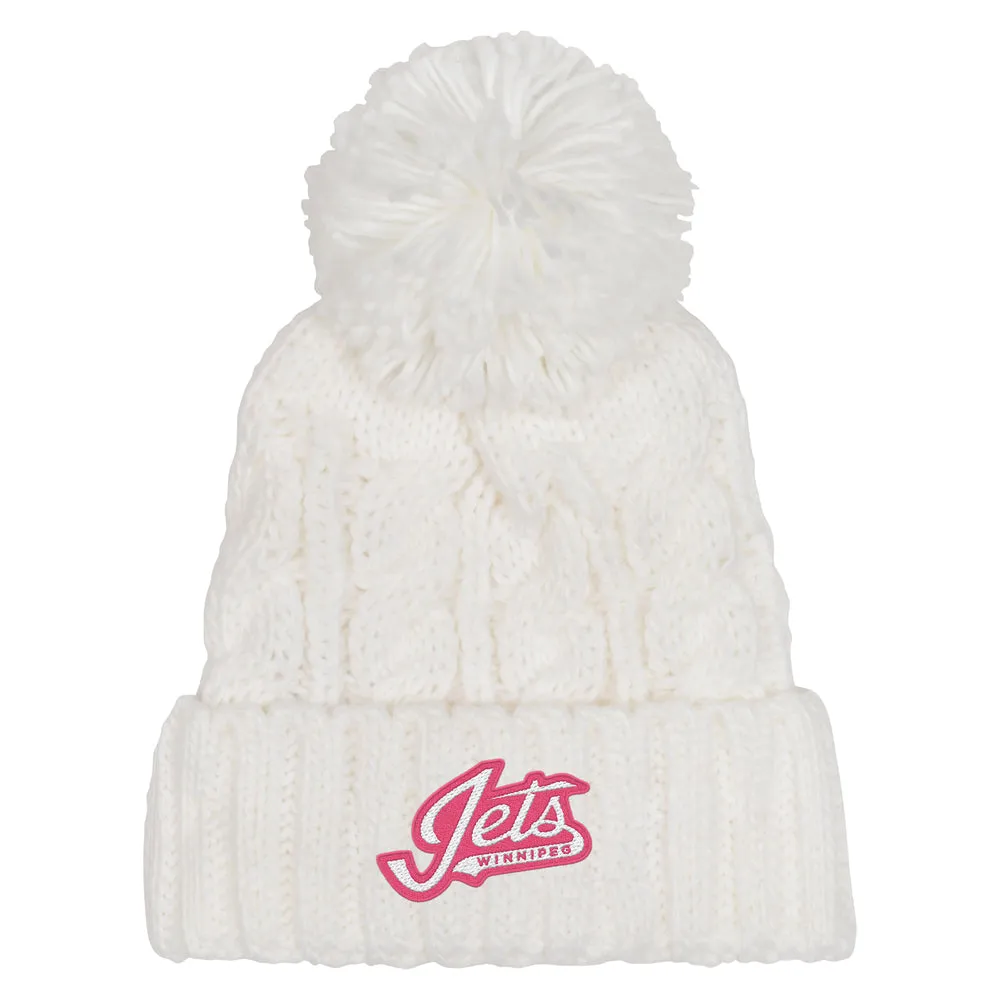 GIRLS WHITE CABLE CUFFED KNIT