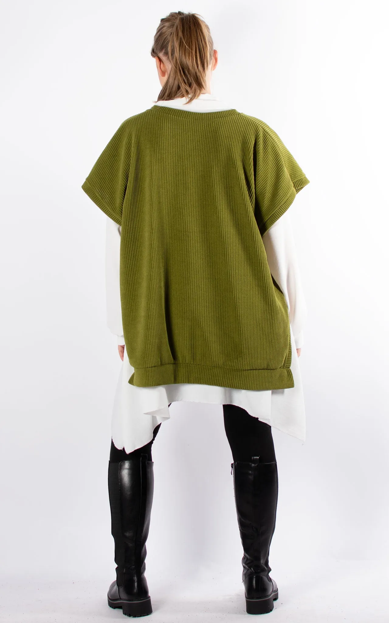Glenda Layered Shirt Vest | Moss