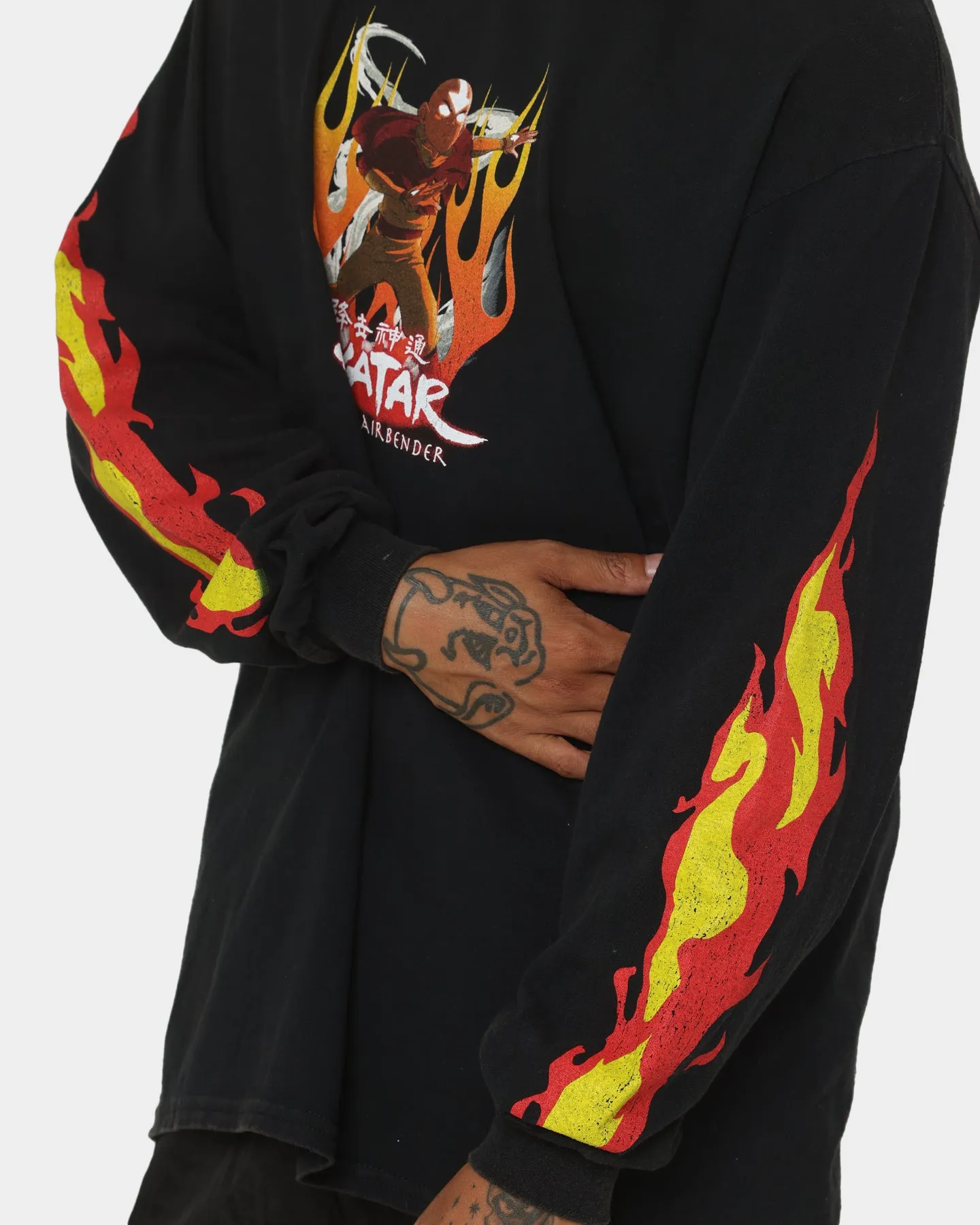 Goat Crew X Avatar: The Last Airbender Fire Nation Long Sleeve T-Shirt Black Wash