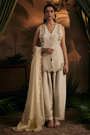 Gold Zari Sleeveless Tunic Set