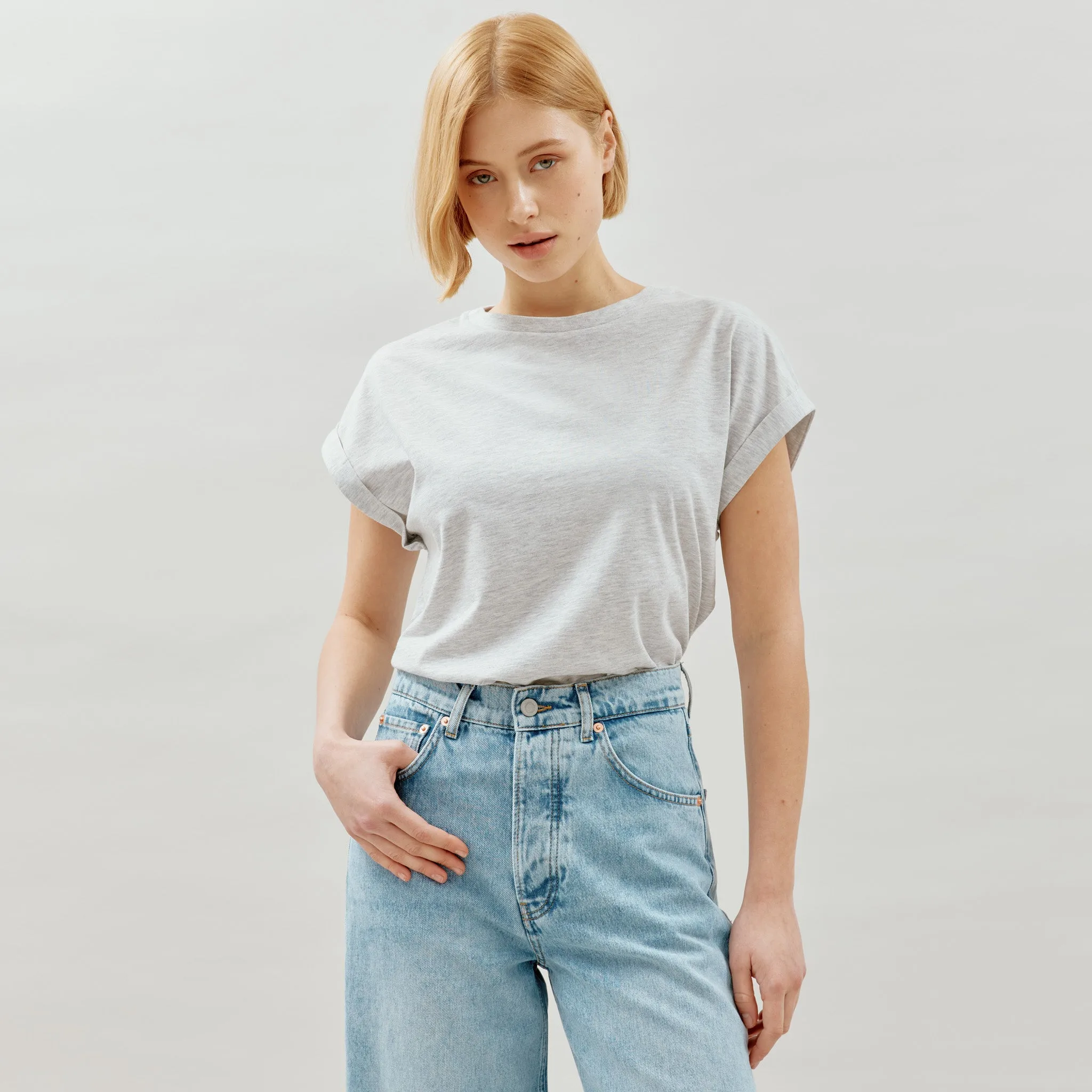 Grey Roll Back T Shirt