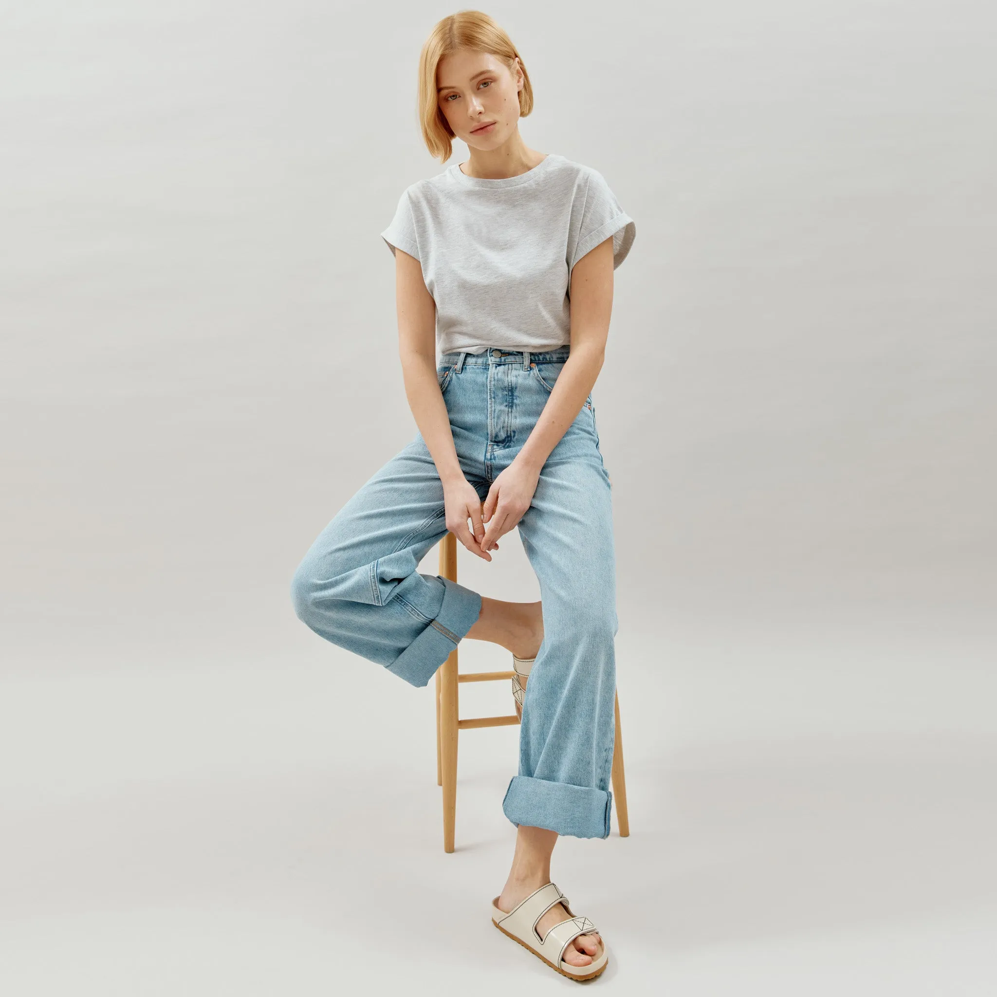 Grey Roll Back T Shirt