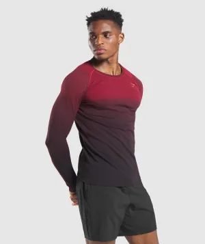 Gymshark Vital Ombre Seamless Long Sleeve T-Shirt - Black/Red
